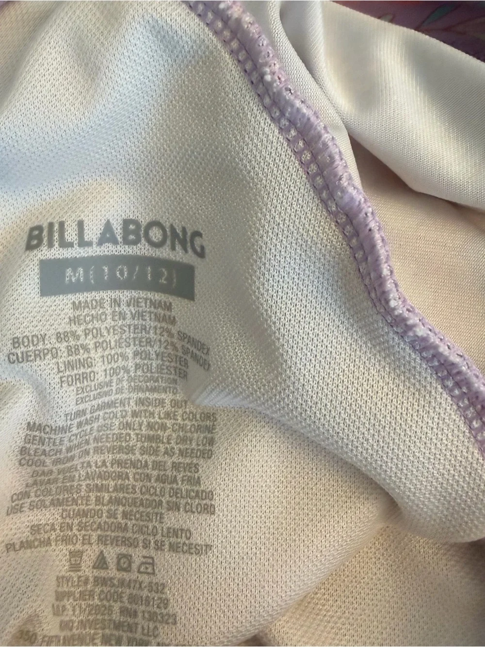 Billabong Lavender and Peach Floral Long-Sleeve Kids Rashguard